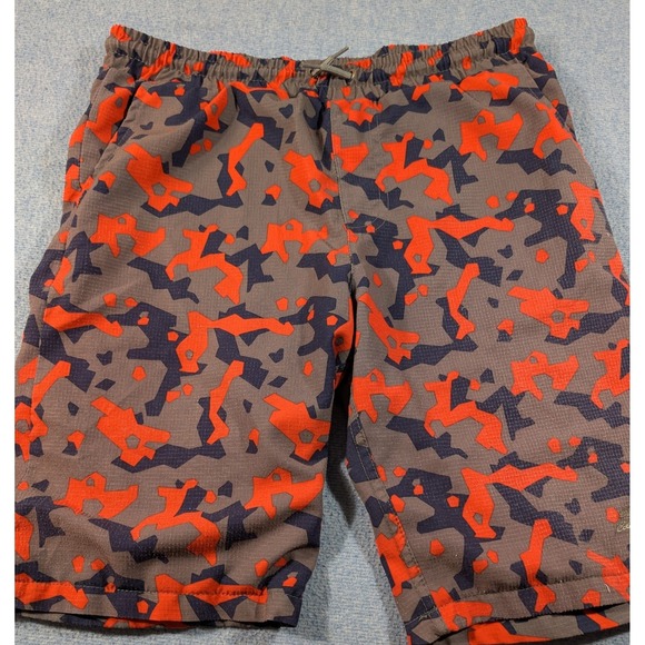 Eddie Bauer Other - Eddie Bauer Boys Swim Trunks Orange Grey Camo Ripstop Mesh Lined Size L 14/16